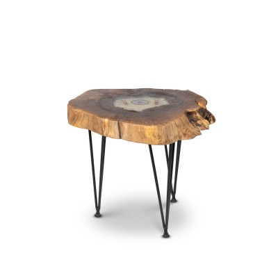 Epoksi Doğal Ceviz Yan Sehpa